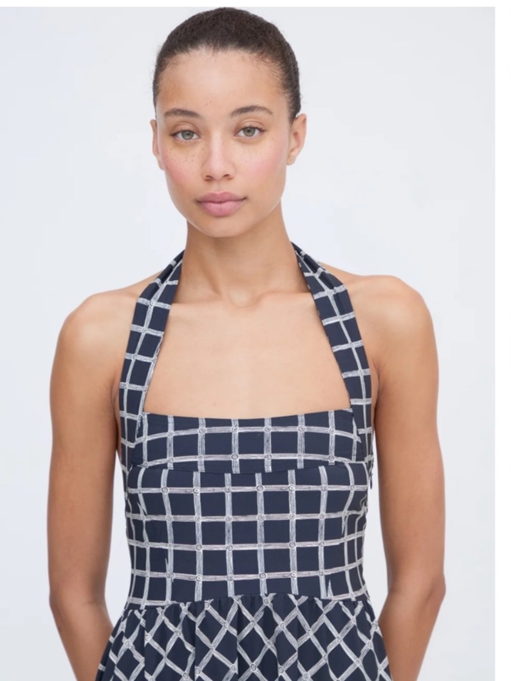 Hill House Fleur Black and White Geometric Halter Midi Dress size S - Picture 4 of 8